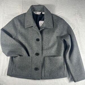 Lands' End Arctic Gray  Shirt Jacket XS Chic Minimal Outerwear Dual  Pockets